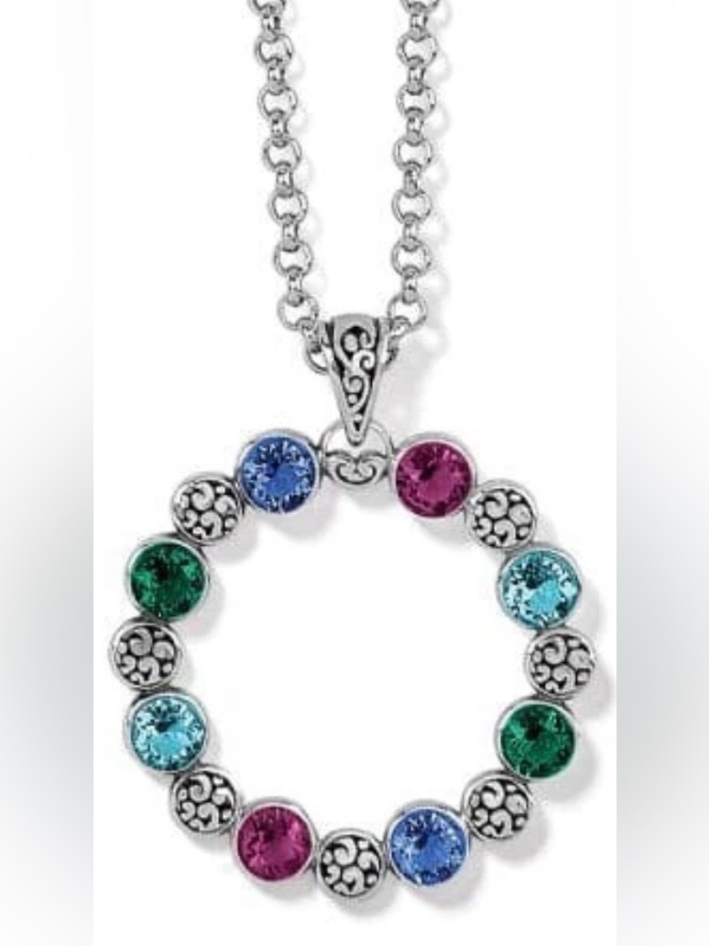 RARE BRIGHTON VTG+ ‘ELORA Gems’ SLVR Swarovski Crystal Gem Necklace - Retired!